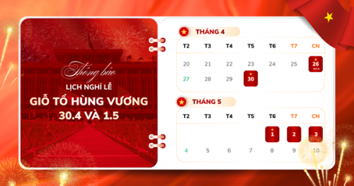 THÔNG BÁO LỊCH NGHỈ LỄ