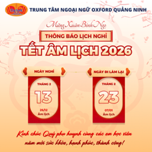 THÔNG BÁO LỊCH NGHỈ TẾT NGUYÊN ĐÁN BÍNH NGỌ 2026